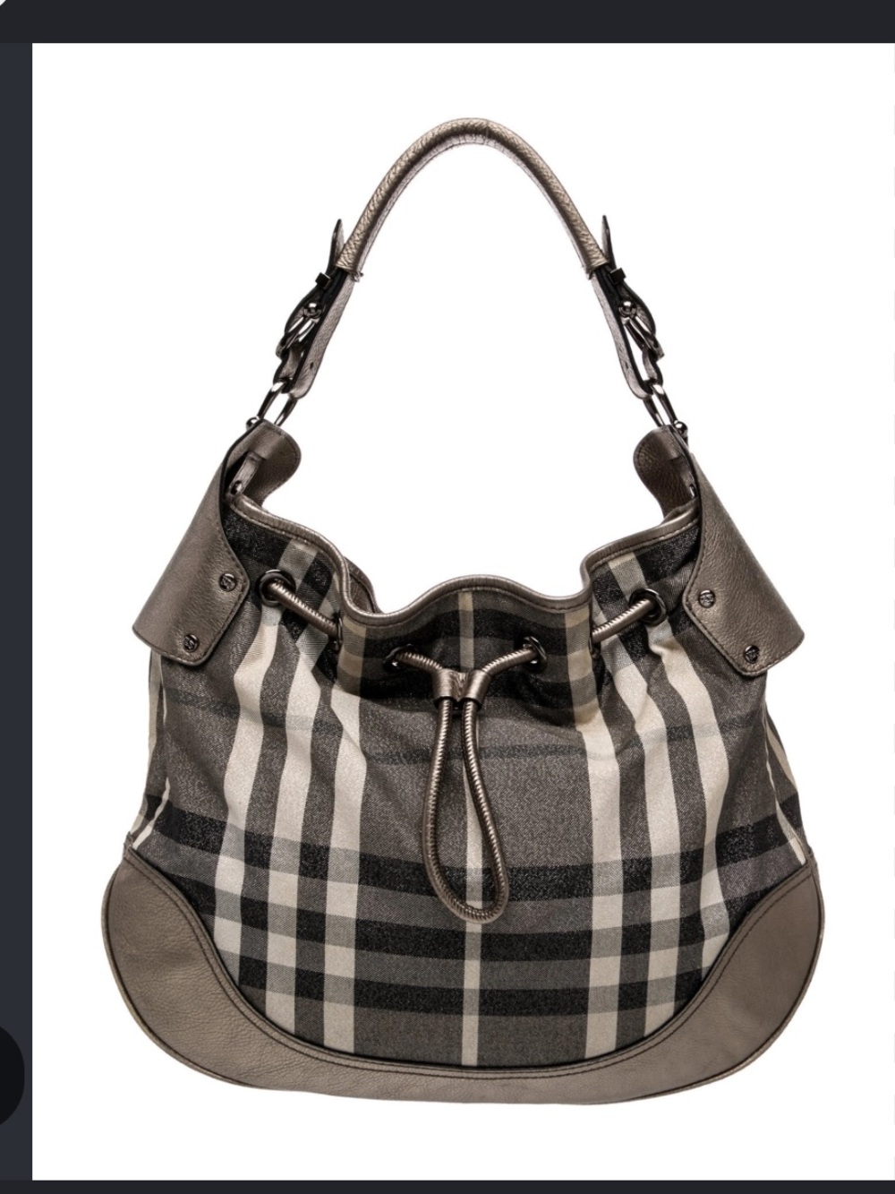 Burberry Classic Plaid Drawstring Hobo Bag - Gray. Coming soon!!